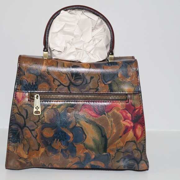 Patricia Nash Vintage Satchel Floral Leather Top Handle Bag - Picture 7 of 9